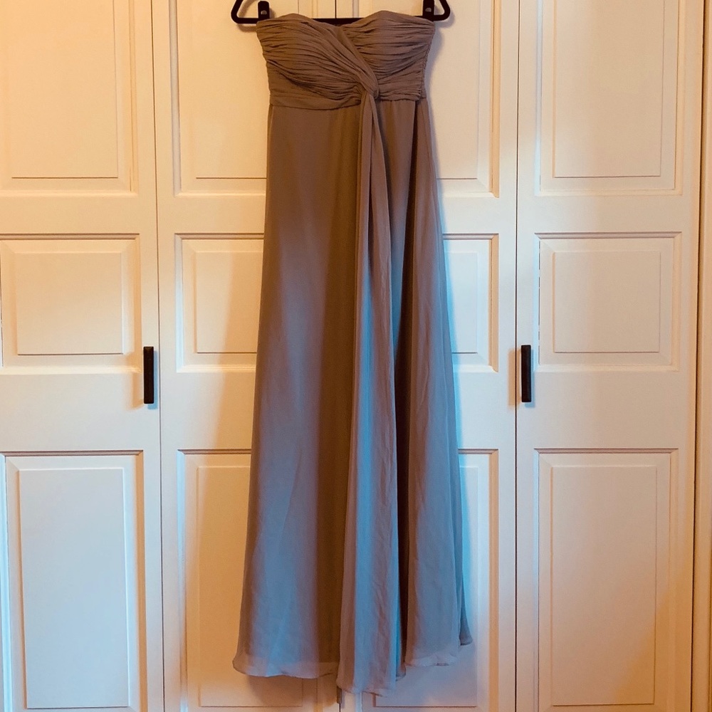 Grey Donna Morgan Strapless Chiffon Dress
